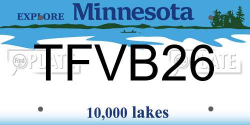 TFVB26 Minnesota License Plate