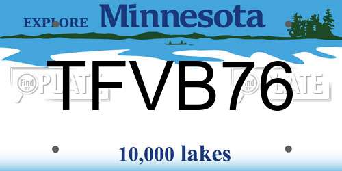 TFVB76 Minnesota License Plate