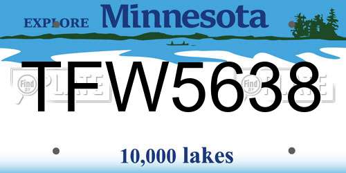 TFW5638 Minnesota License Plate