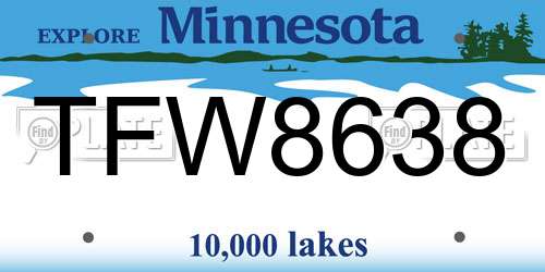 TFW8638 Minnesota License Plate