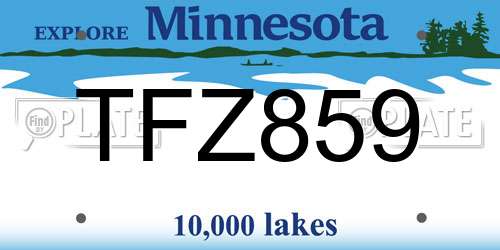 TFZ859 Minnesota License Plate