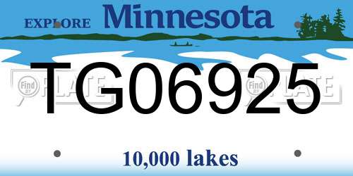 TG06925 Minnesota License Plate
