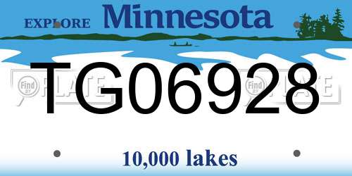 TG06928 Minnesota License Plate
