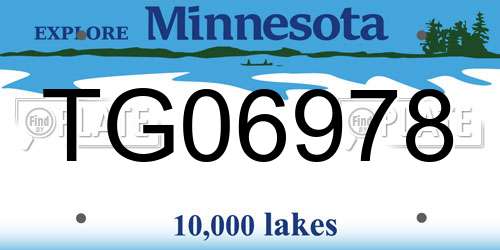 TG06978 Minnesota License Plate