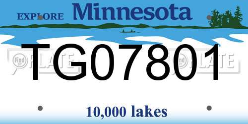 TG07801 Minnesota License Plate