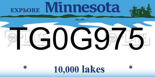 TG0G975 Minnesota License Plate
