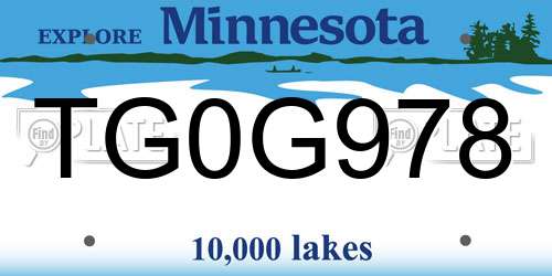 TG0G978 Minnesota License Plate
