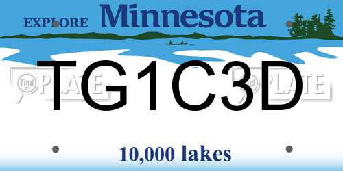 TG1C3D Minnesota License Plate