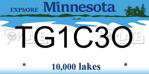 TG1C3O Minnesota License Plate