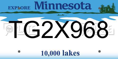 TG2X968 Minnesota License Plate