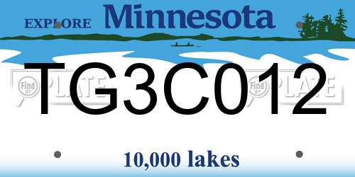 TG3C012 Minnesota License Plate
