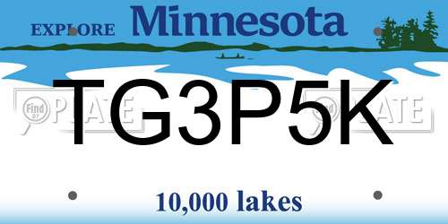 TG3P5K Minnesota License Plate