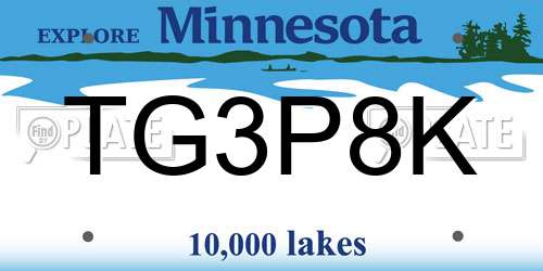 TG3P8K Minnesota License Plate