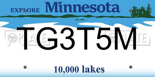 TG3T5M Minnesota License Plate
