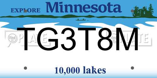 TG3T8M Minnesota License Plate