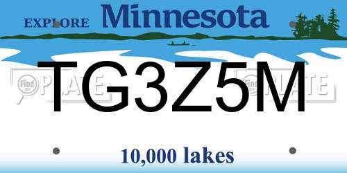 TG3Z5M Minnesota License Plate