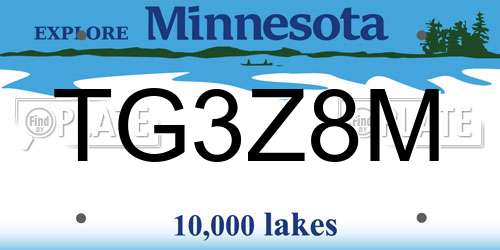 TG3Z8M Minnesota License Plate