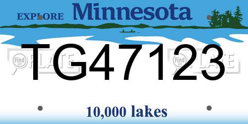 TG47123 Minnesota License Plate
