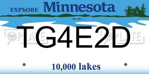TG4E2D Minnesota License Plate