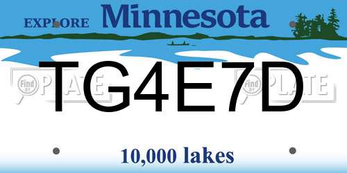 TG4E7D Minnesota License Plate