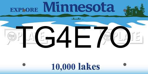TG4E7O Minnesota License Plate