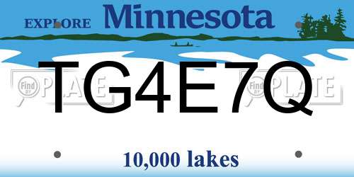 TG4E7Q Minnesota License Plate