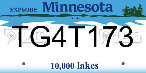 TG4T173 Minnesota License Plate