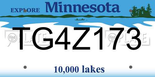 TG4Z173 Minnesota License Plate