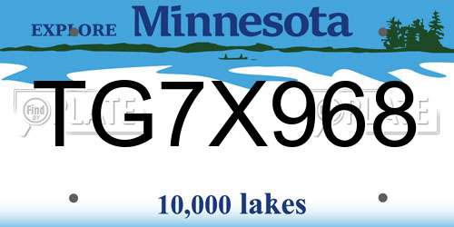 TG7X968 Minnesota License Plate