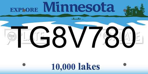 TG8V780 Minnesota License Plate