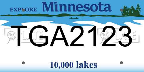 TGA2123 Minnesota License Plate