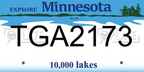 TGA2173 Minnesota License Plate