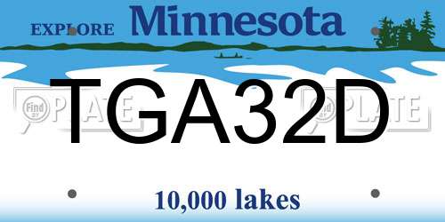 TGA32D Minnesota License Plate