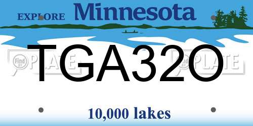 TGA32O Minnesota License Plate