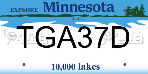 TGA37D Minnesota License Plate
