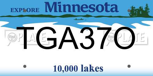 TGA37O Minnesota License Plate