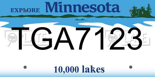 TGA7123 Minnesota License Plate
