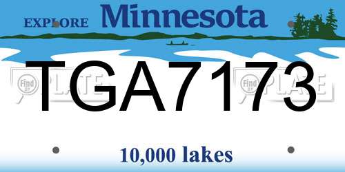 TGA7173 Minnesota License Plate