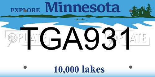 TGA931 Minnesota License Plate
