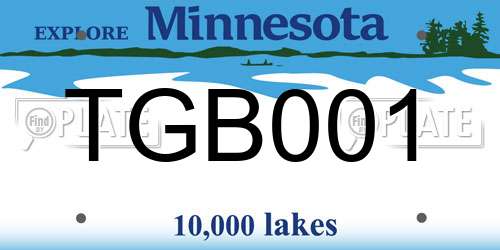 TGB001 Minnesota License Plate