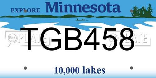 TGB458 Minnesota License Plate