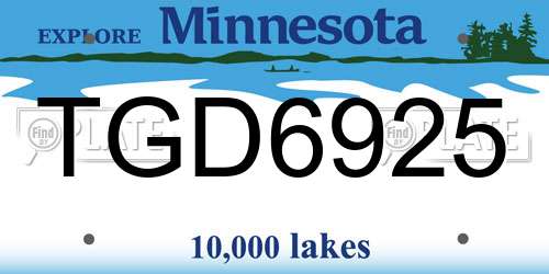TGD6925 Minnesota License Plate