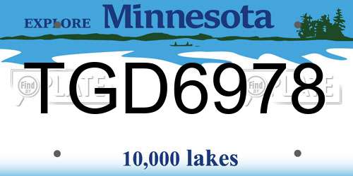 TGD6978 Minnesota License Plate