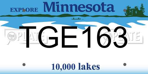 TGE163 Minnesota License Plate