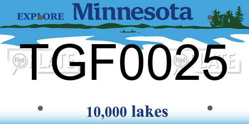 TGF0025 Minnesota License Plate