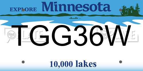 TGG36W Minnesota License Plate