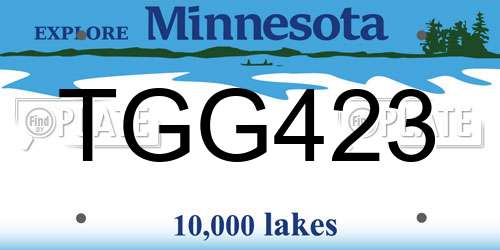 TGG423 Minnesota License Plate