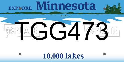 TGG473 Minnesota License Plate