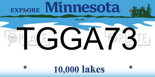 TGGA73 Minnesota License Plate