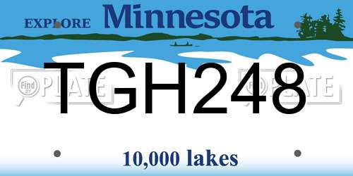 TGH248 Minnesota License Plate